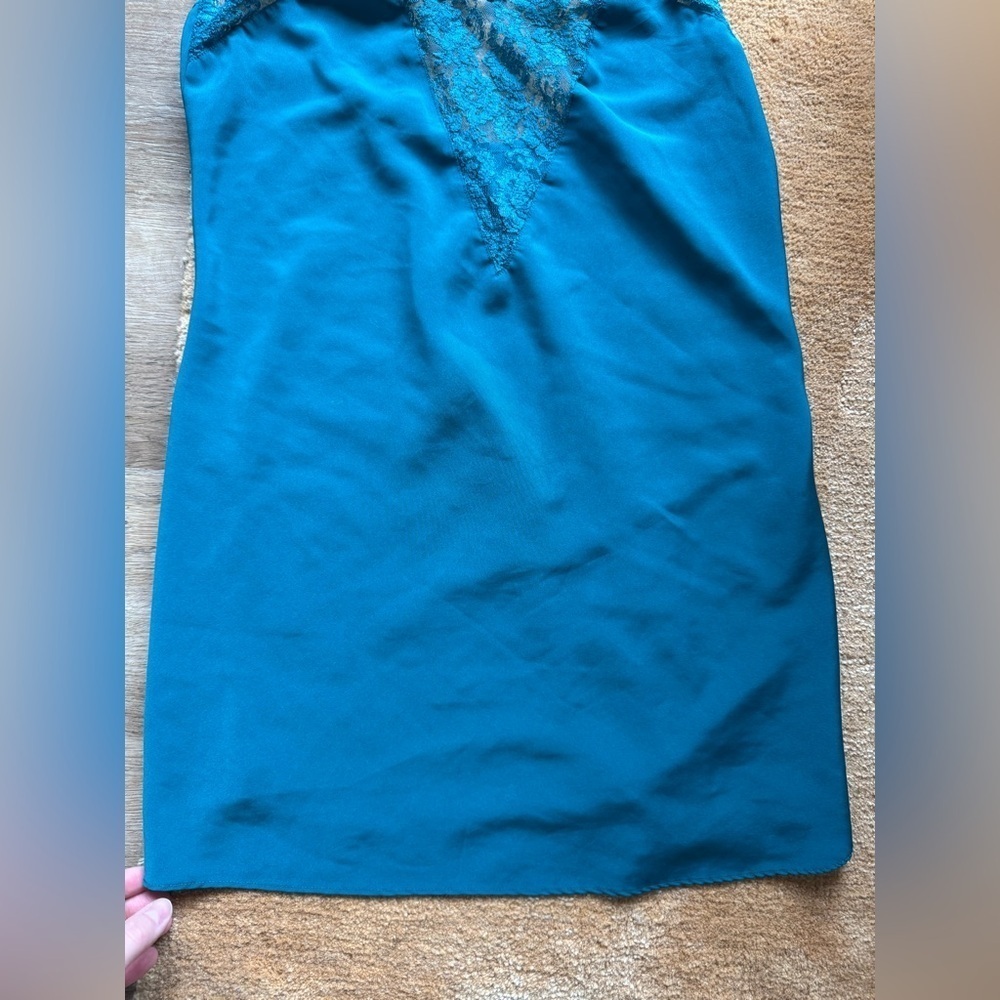 Vintage Victoria’s Secret Gold Label Blue Slip w/Lace - Picture 3 of 8